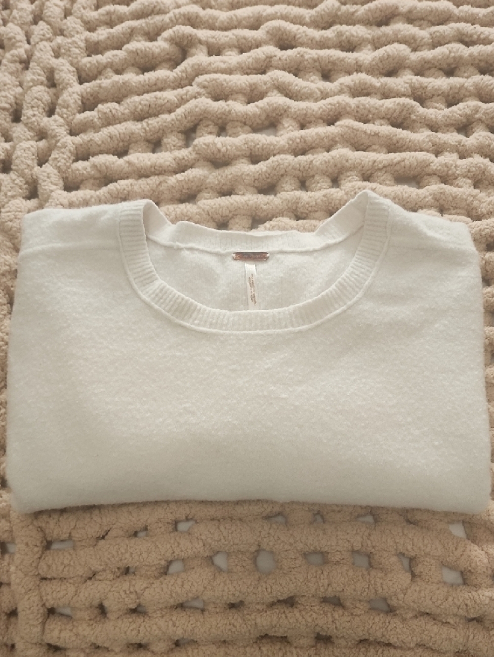 Free People White Cozy Knit Top